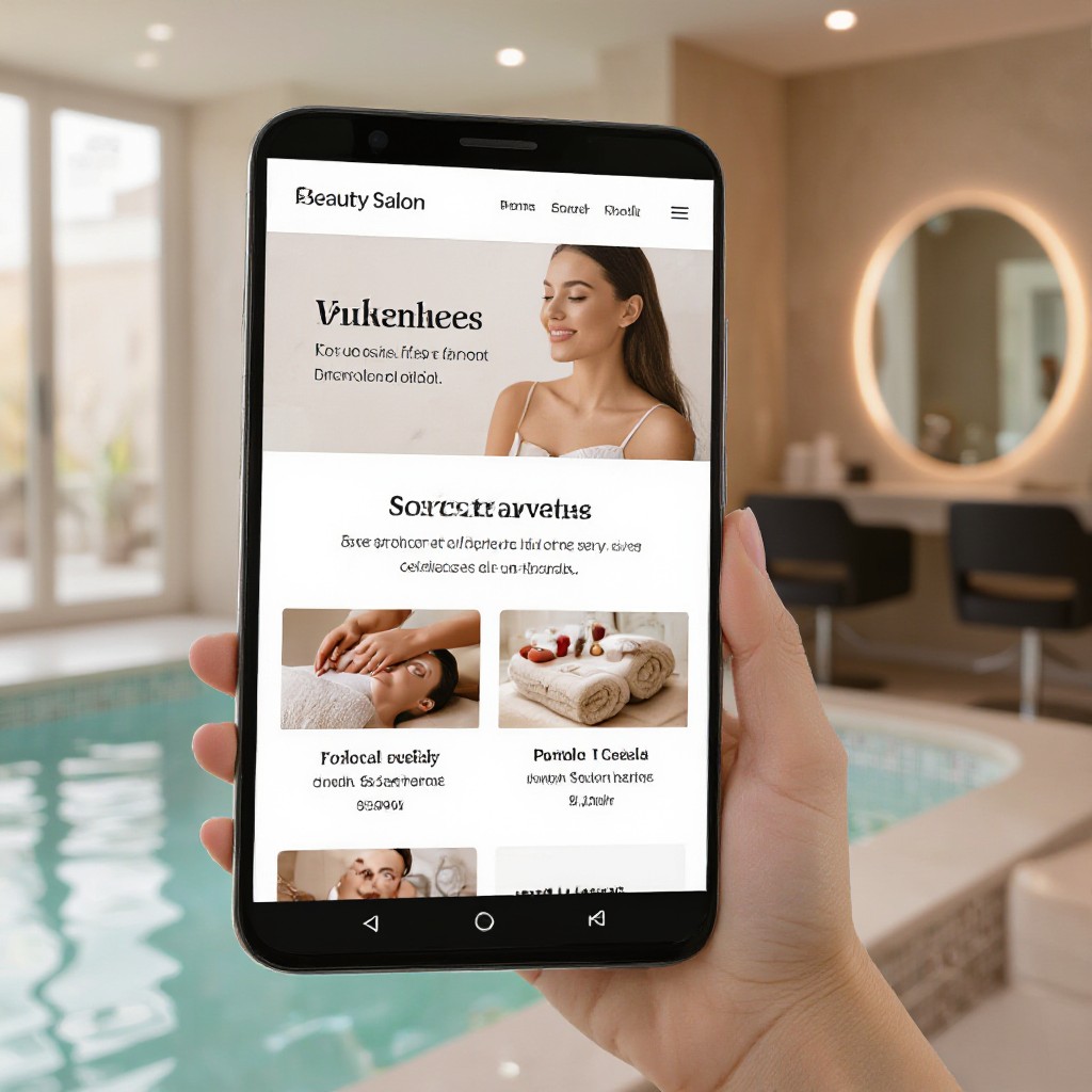 Beauty salon website on mobile