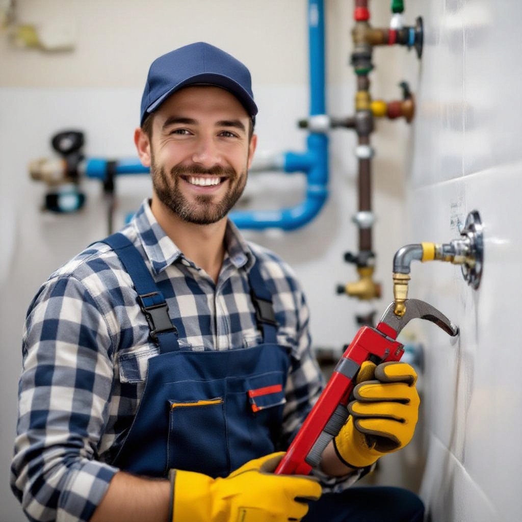Portrait of a male plumber smiling