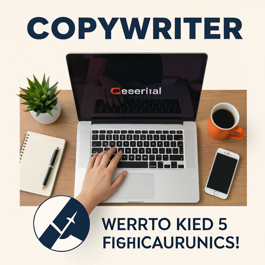 Copywriter working on laptop showcasing portfolio