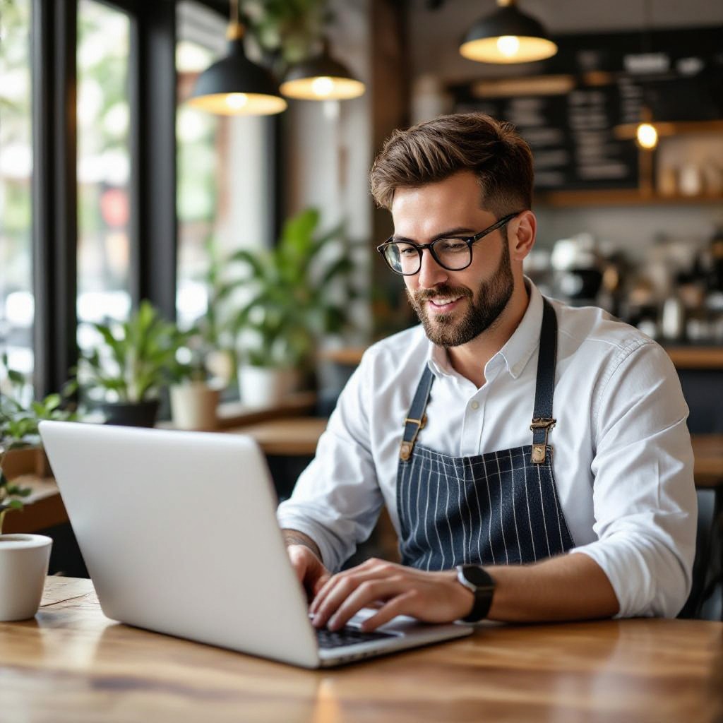 Small business owner building website