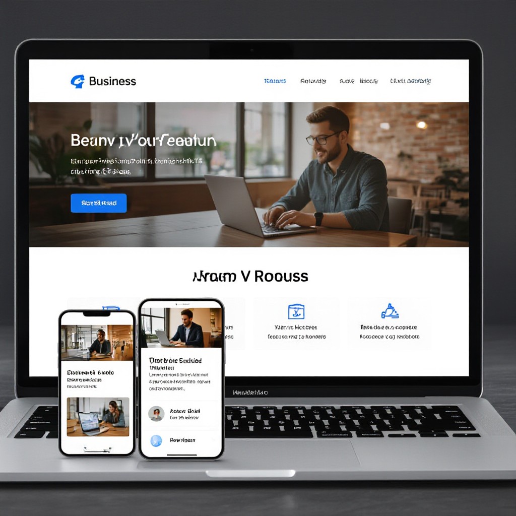 Business website design shown on desktop and mobile