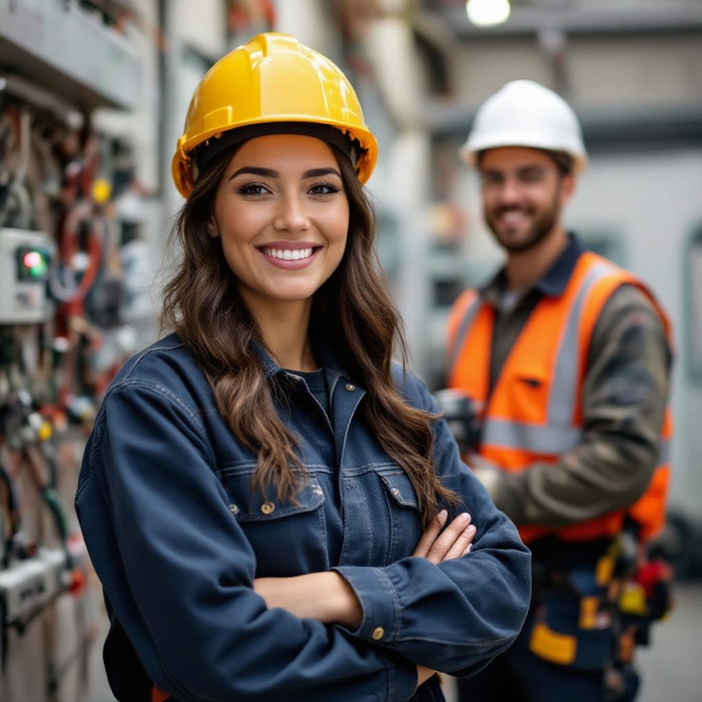 Portrait of a female electrician
