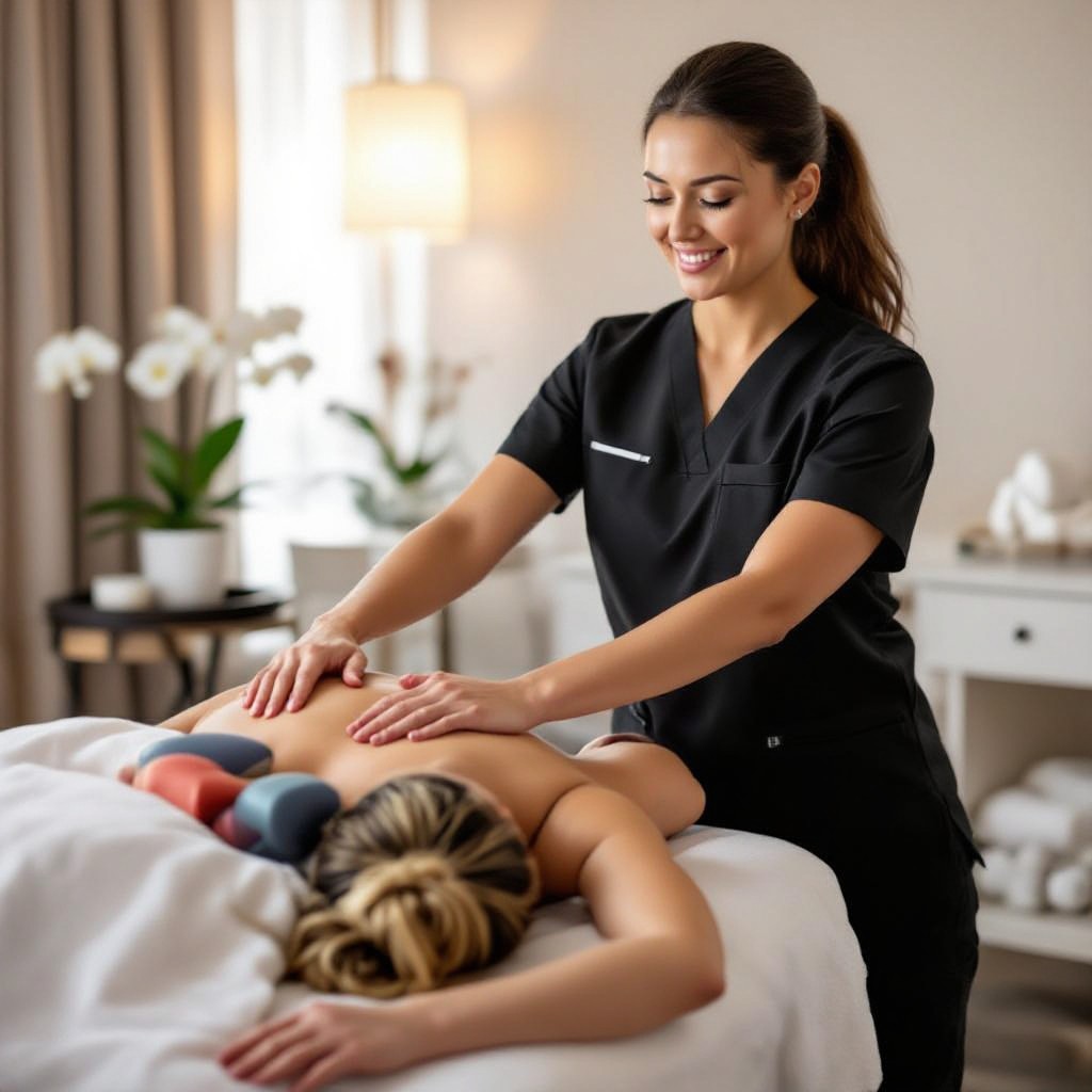 Massage therapist at work