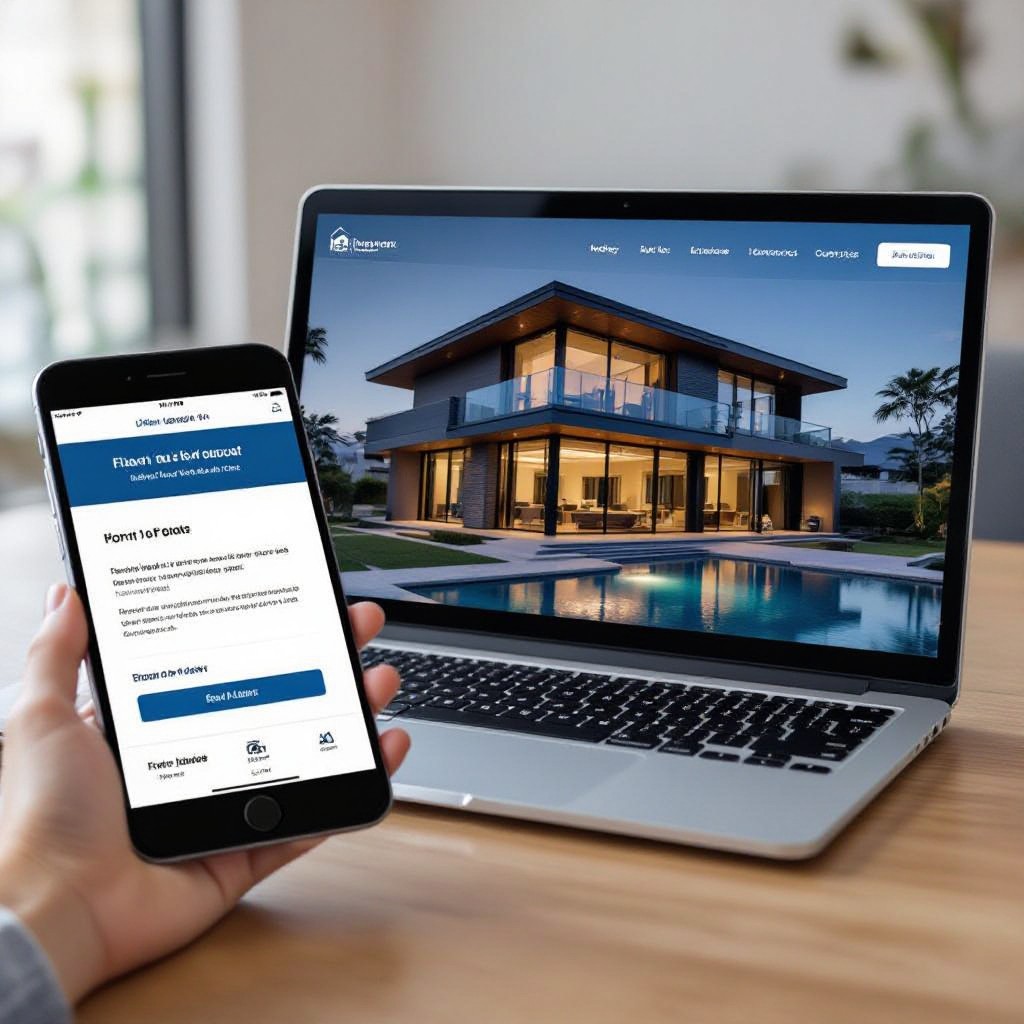 Real estate website on laptop and mobile