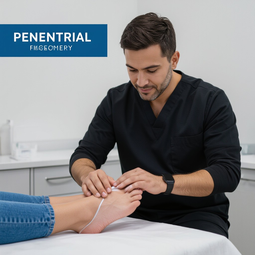 Podiatrist examining patient's foot