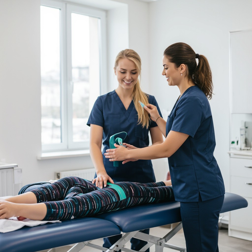 Physiotherapist treating patient
