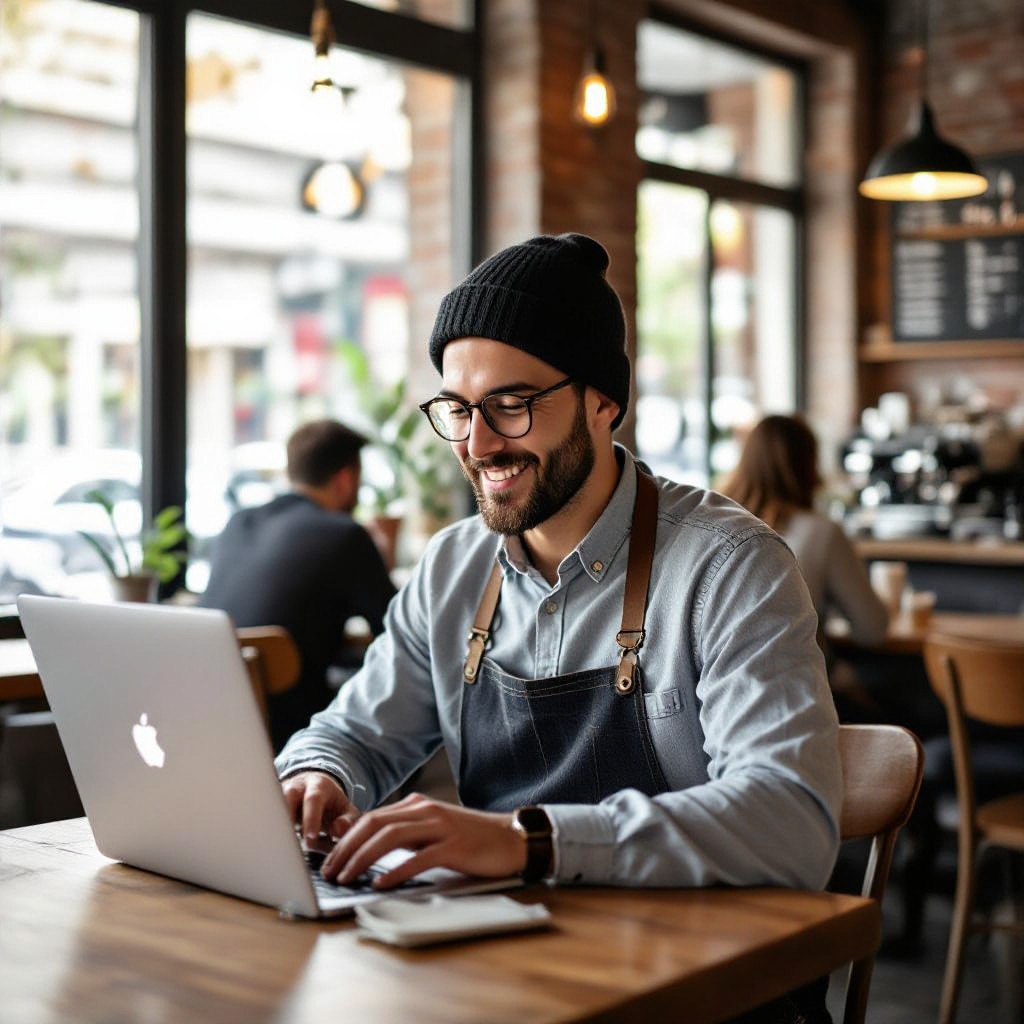 Small business website example on laptop