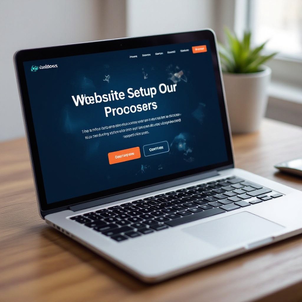 Website setup illustration on laptop