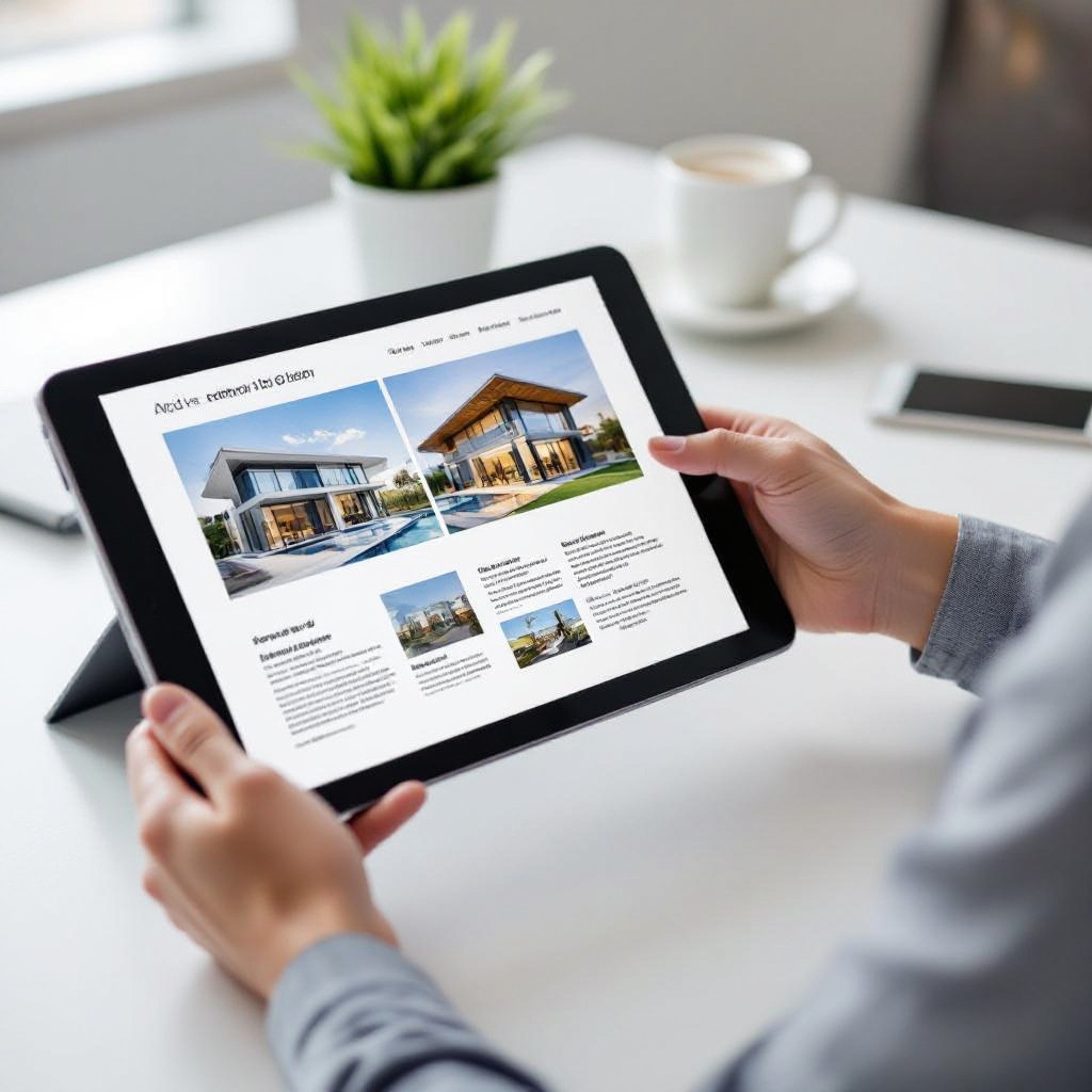 architect portfolio website on tablet