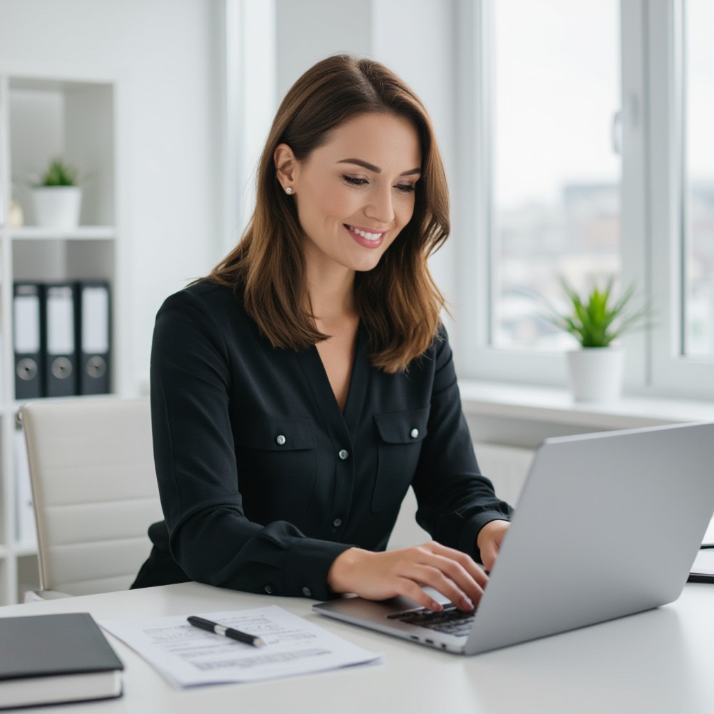 Bookkeeper at laptop