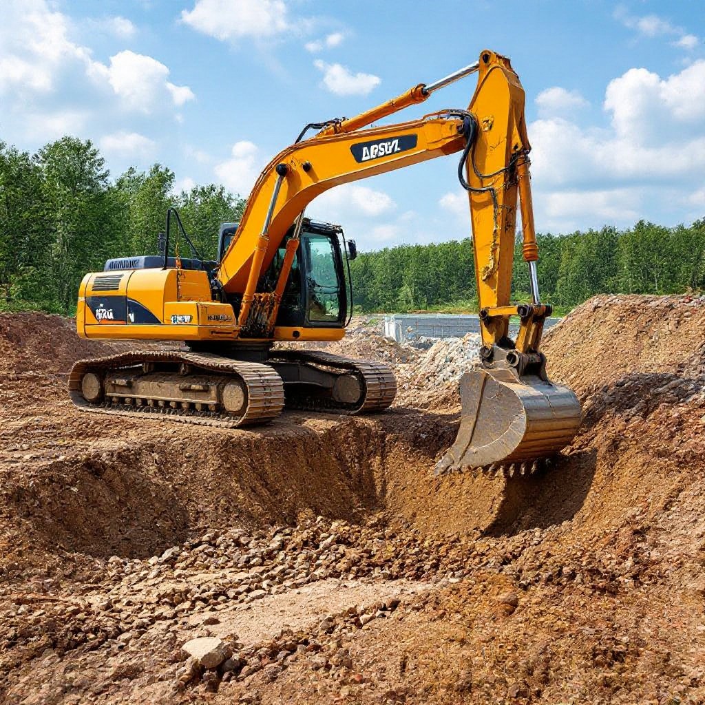 Excavator digging foundation