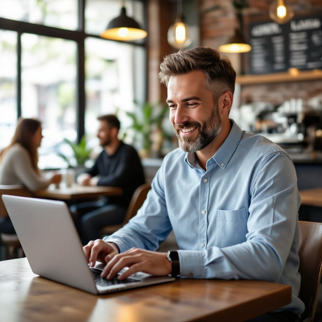 Small business owner on laptop