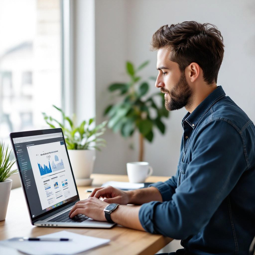 Designer creating a professional website mockup