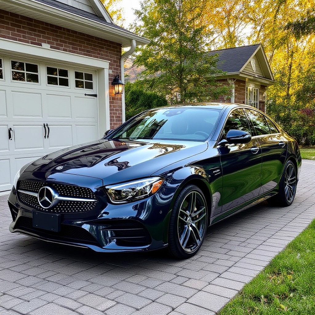 Detailed car on driveway