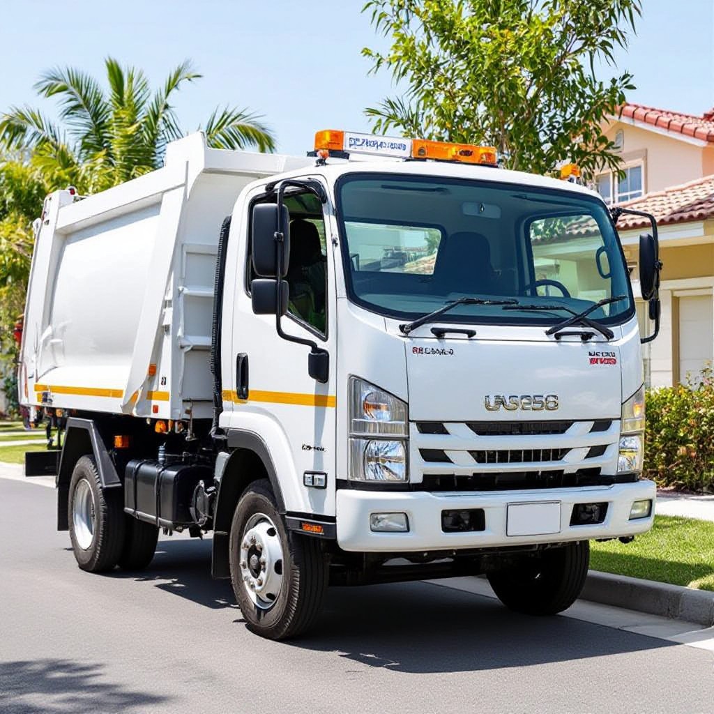 Rubbish removal truck on site