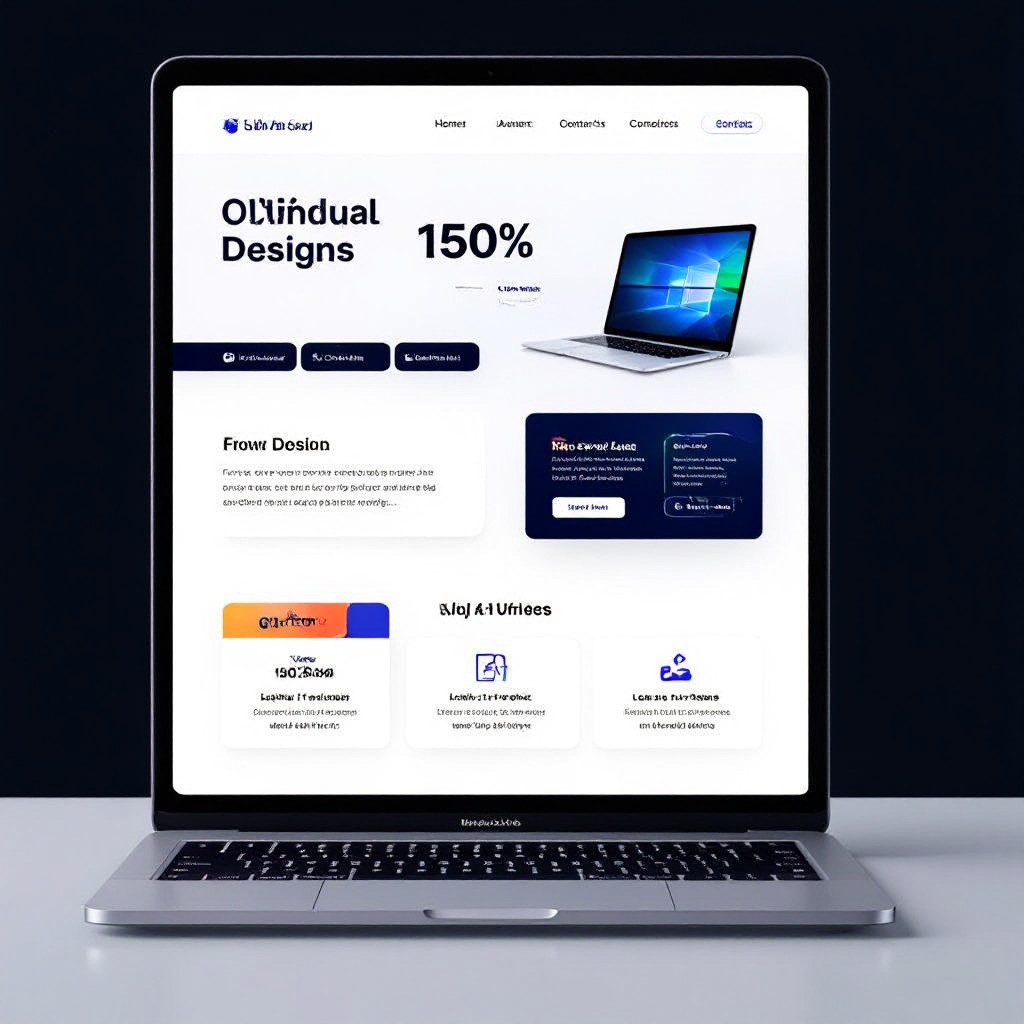 Online site design interface on laptop screen