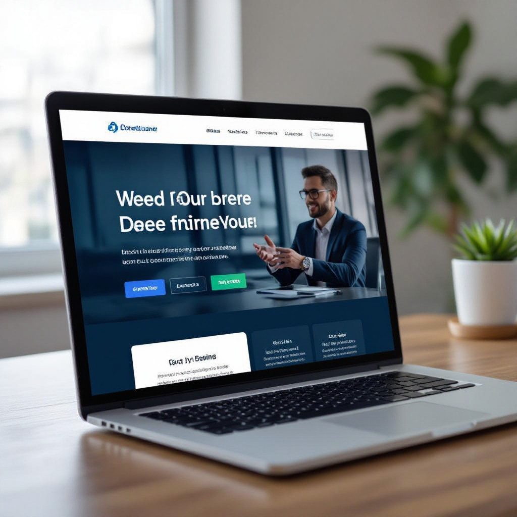 Business site on laptop