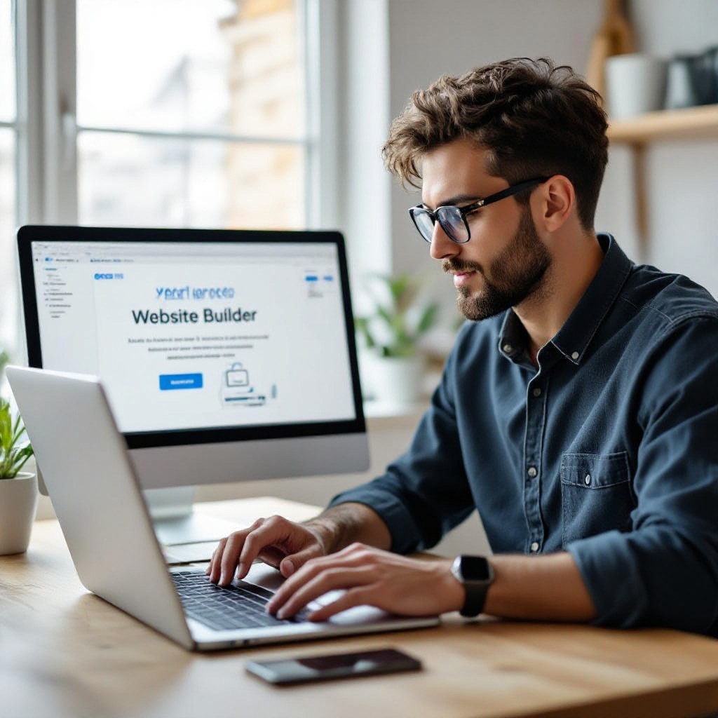Designer using AI website builder
