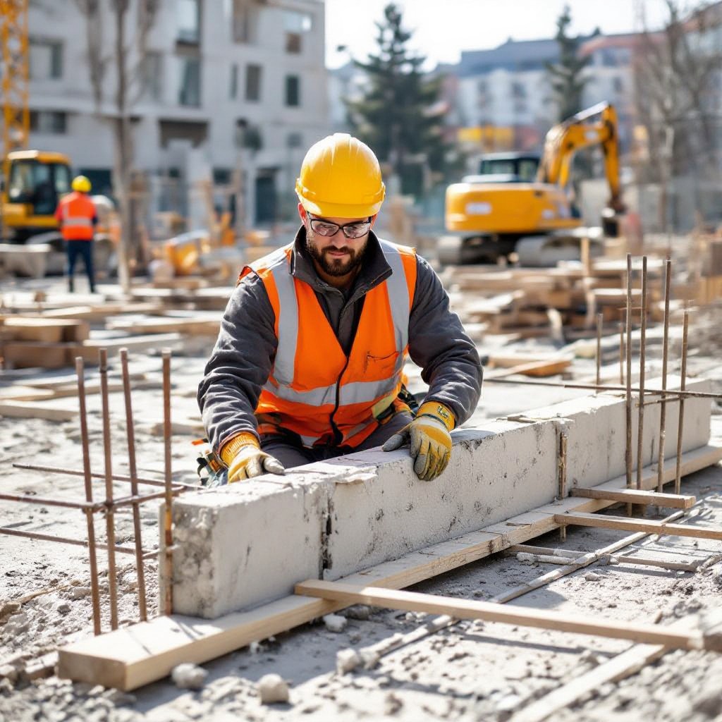 Formworker constructing concrete formwork