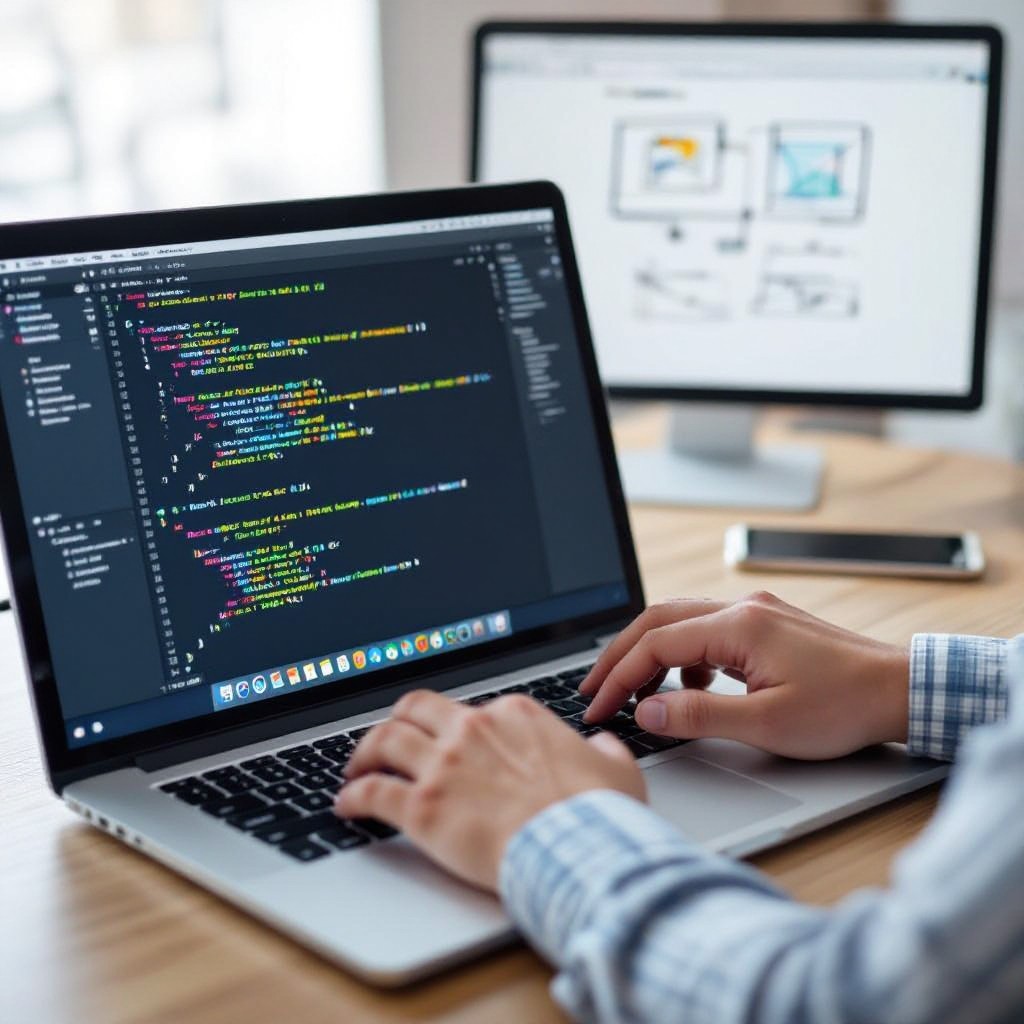 Developer working on website code