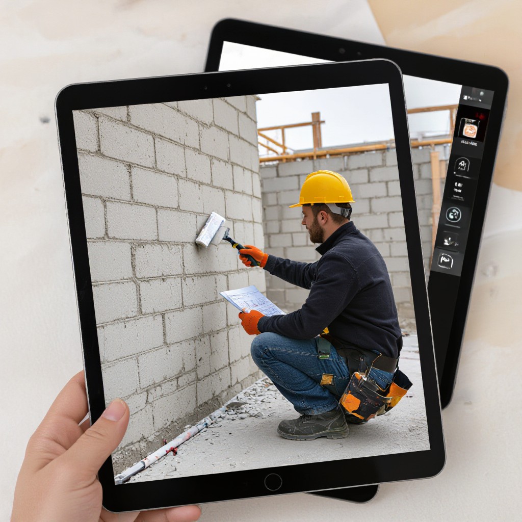 Plasterer portfolio on tablet