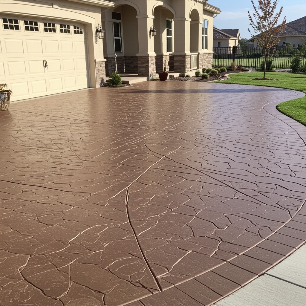 Stamped concrete driveway