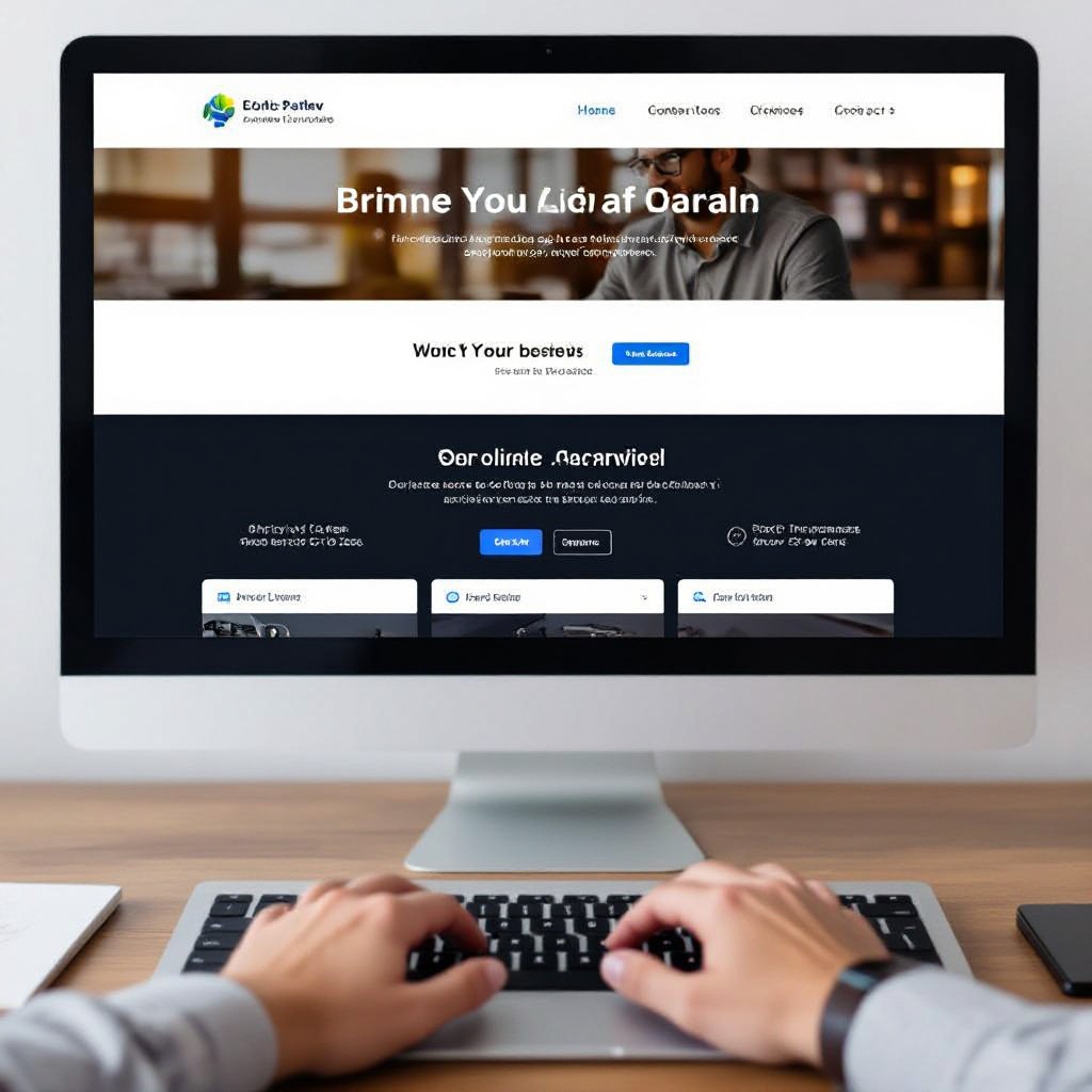Business website demo on laptop