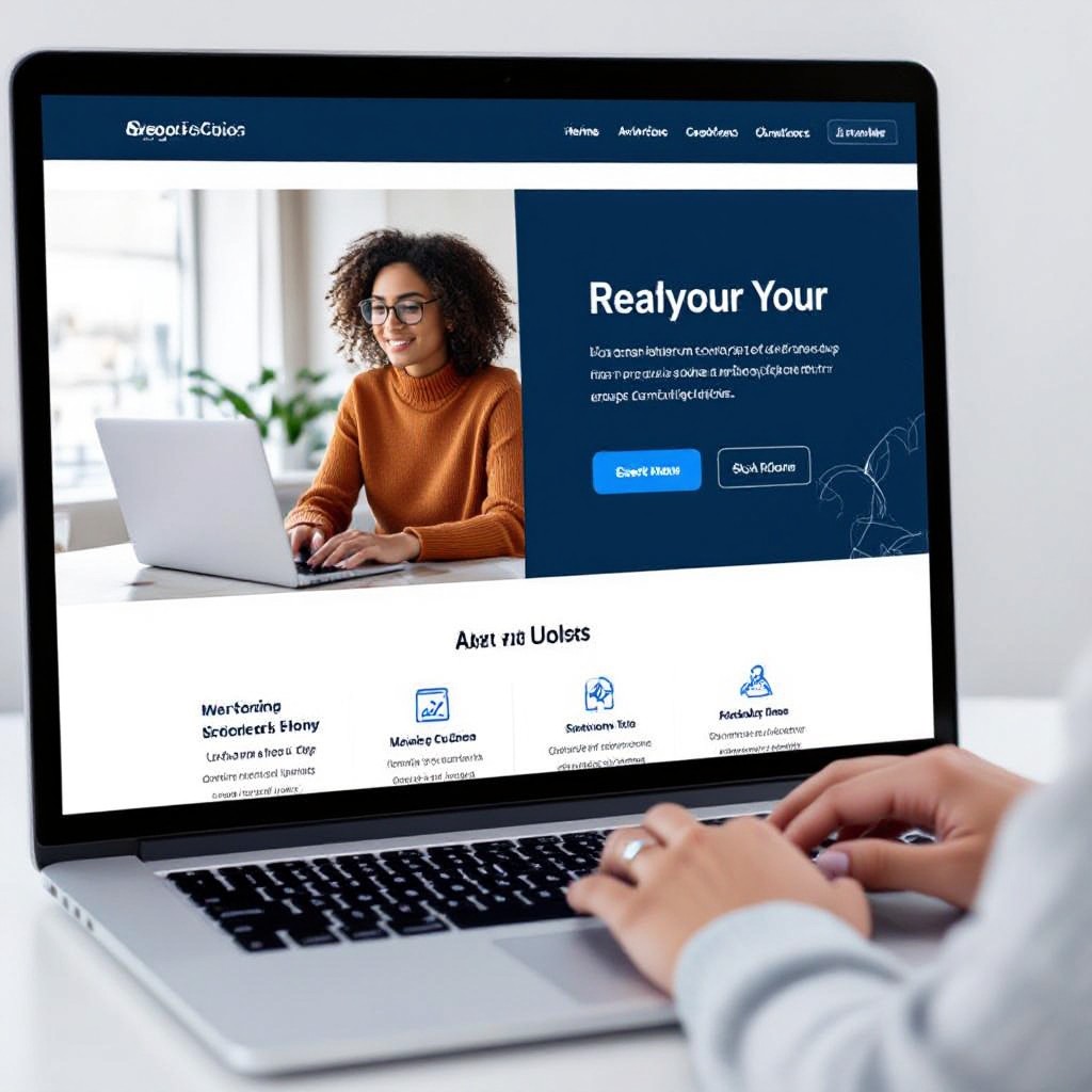 Person designing website on laptop