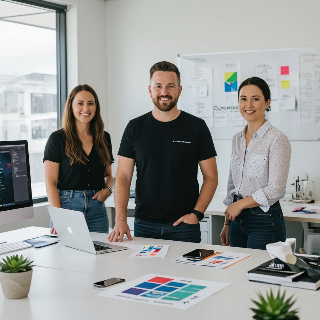 Design team collaborating in a modern studio