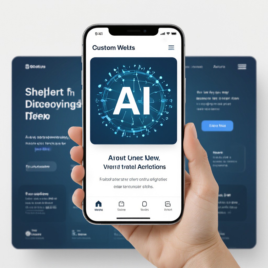 AI custom web design preview on smartphone