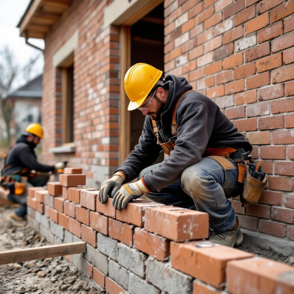 Bricklayer at work