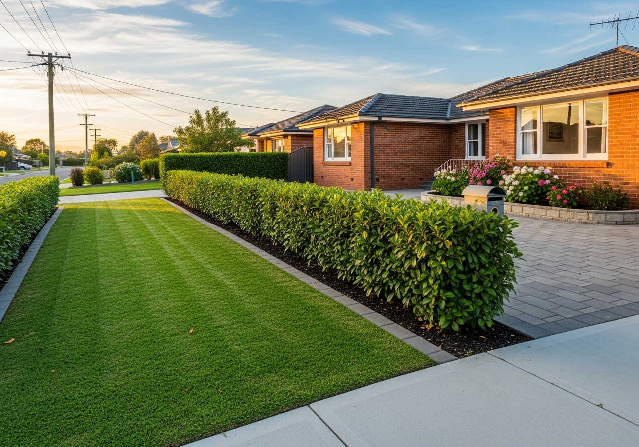 Well-maintained suburban lawn and garden in Tingira Heights