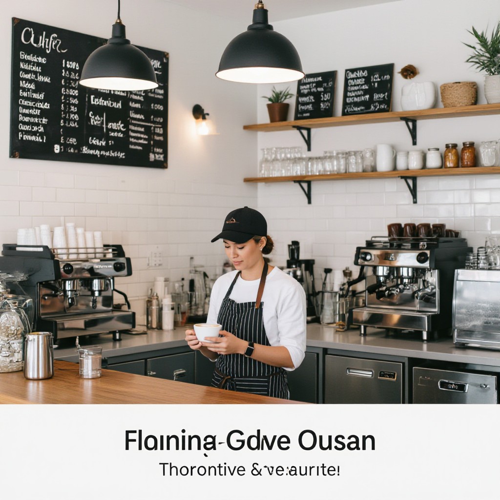Modern café interior with barista