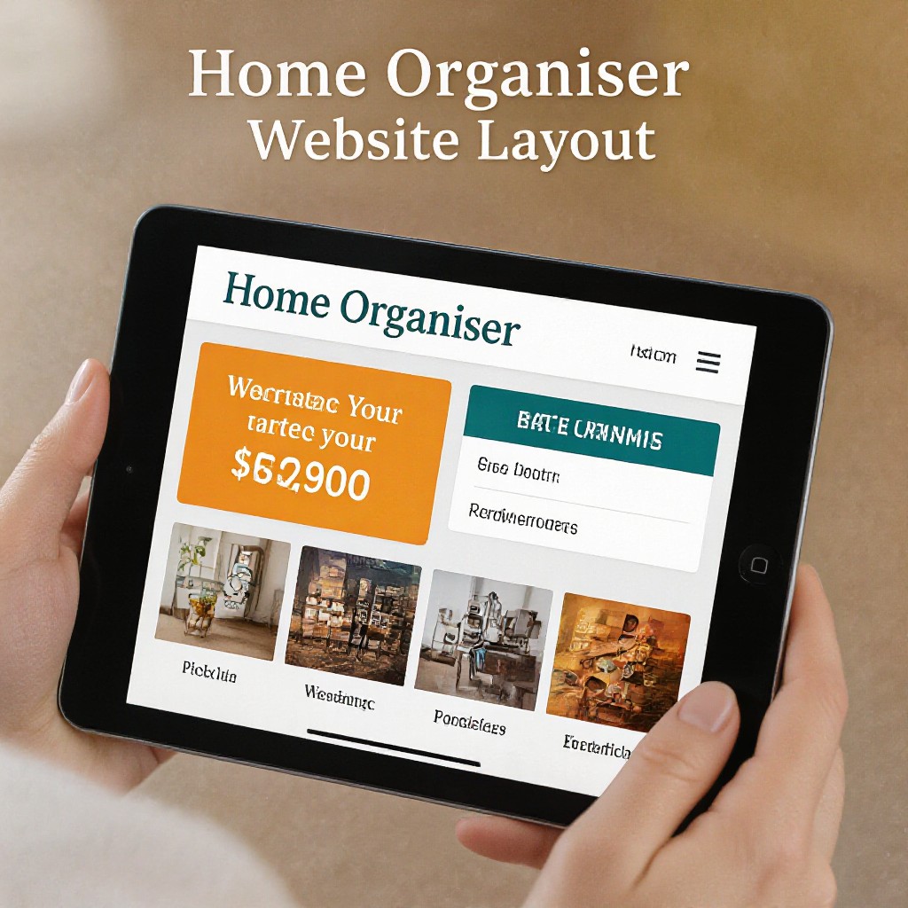 Tablet view of home organiser website