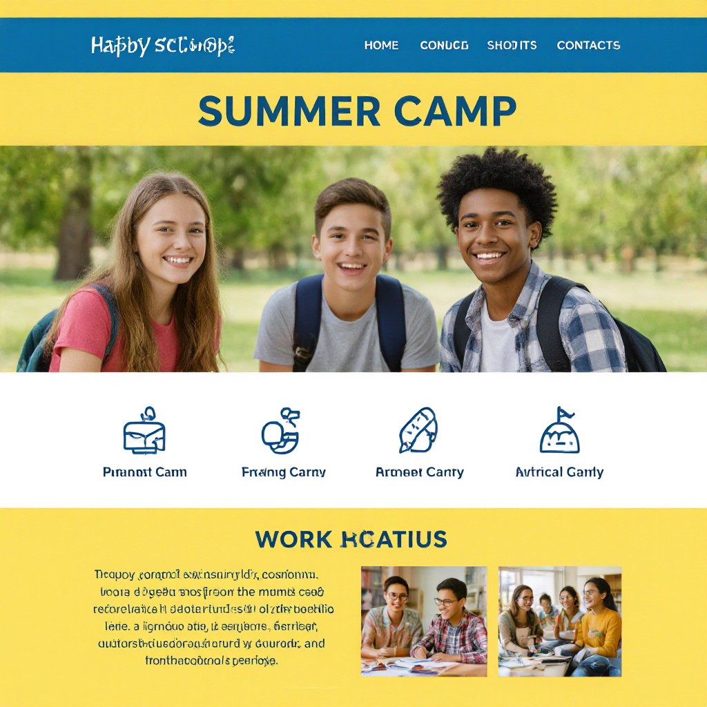 School camp website mockup on laptop