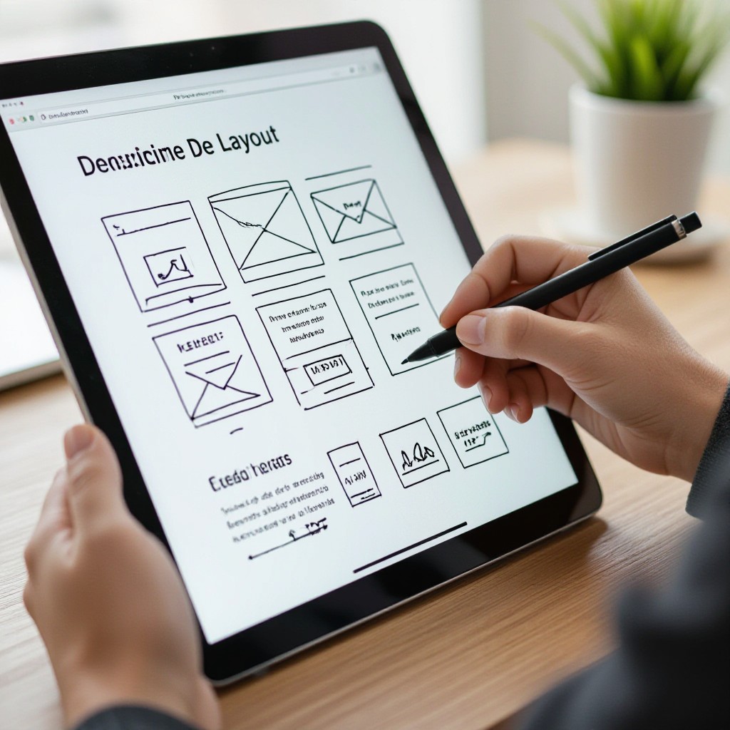 Designer sketching custom web page